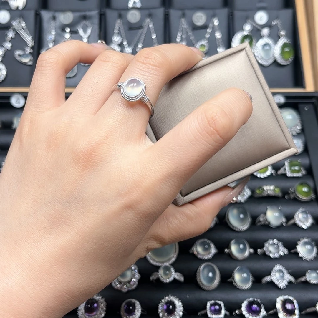 【闪购商品】岫玉戒指银S925镶嵌鹏*哥