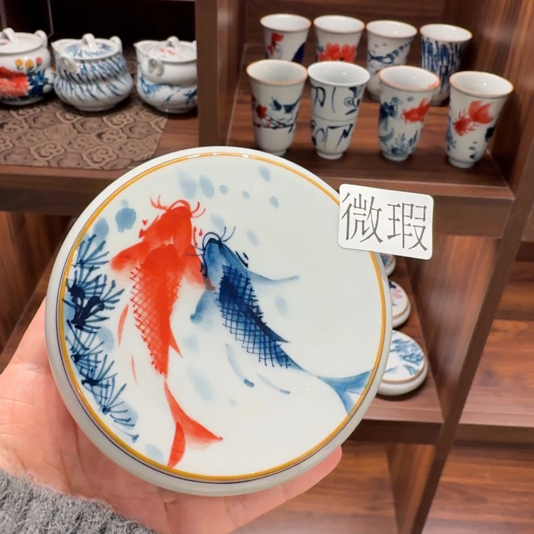 釉下手绘茶具微瑕