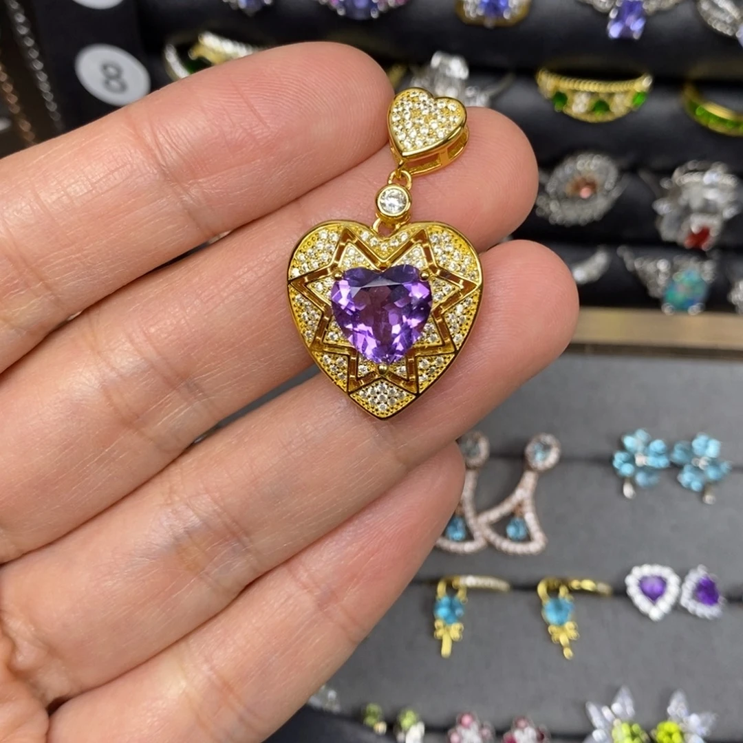 紫晶吊坠(不含链)银S925镶嵌