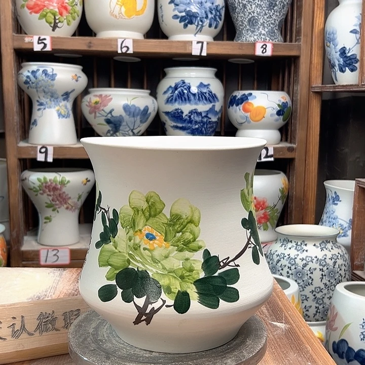 陶小蛮腰绿绿牡丹陶瓷