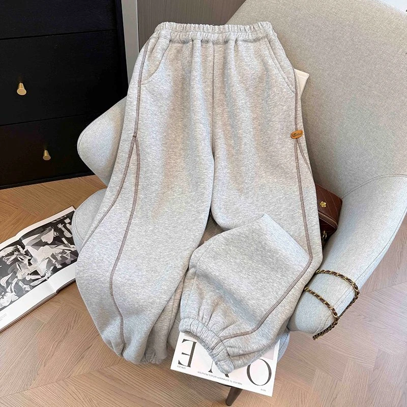 职业阿玛诗官2025秋冬季新款运动风束脚卫裤女款小个子加厚休闲裤