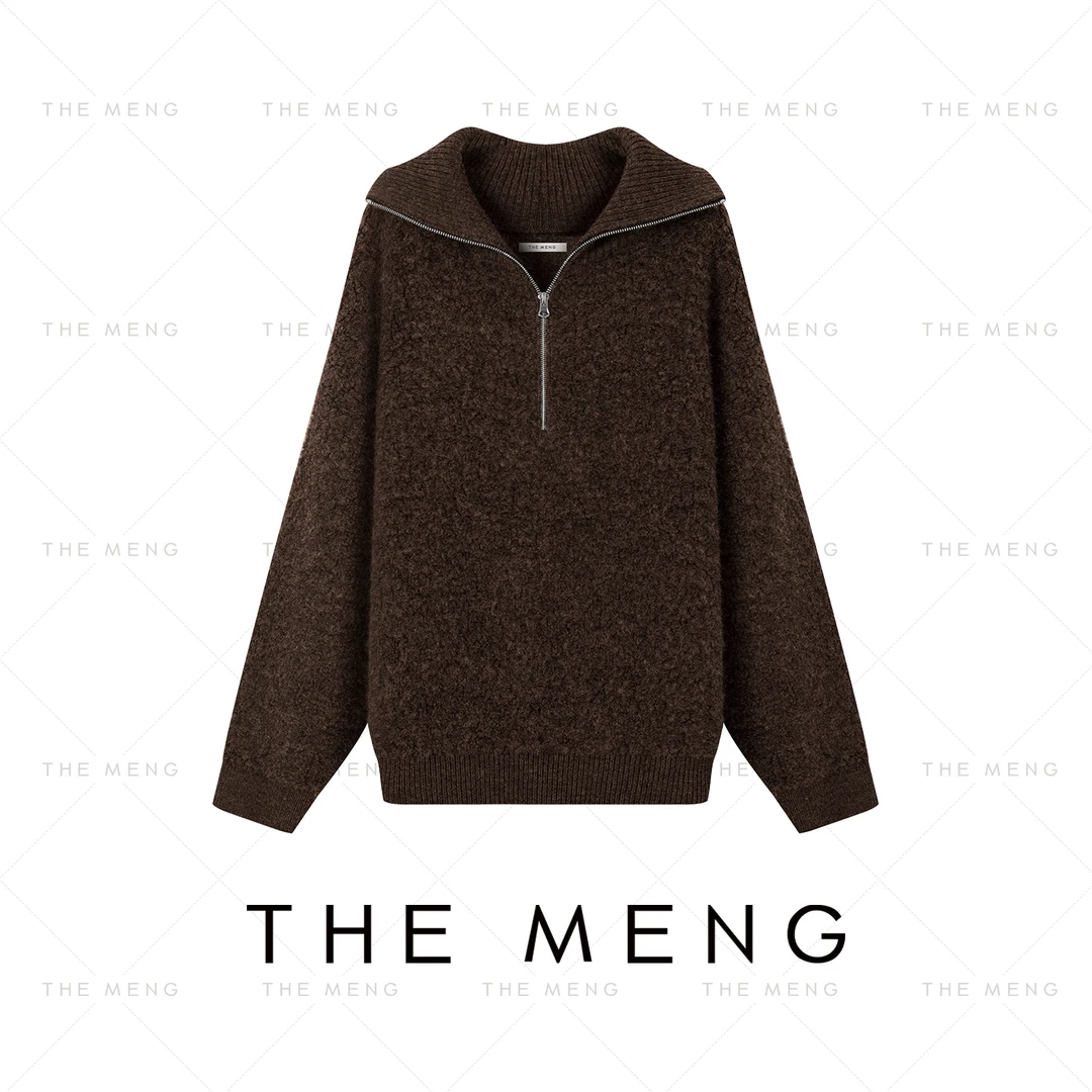 THE MENG【心动】高克重绵羊毛圈圈绒拉链打底羊毛衫#M244E0016