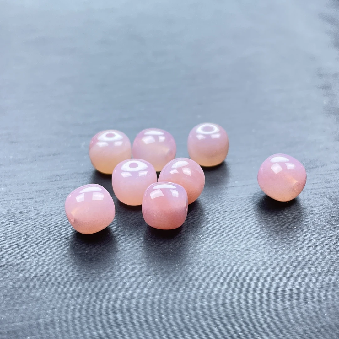 纯原矿粉糯玛瑙老型桶珠单珠文玩手串配饰配珠,尺寸7mm