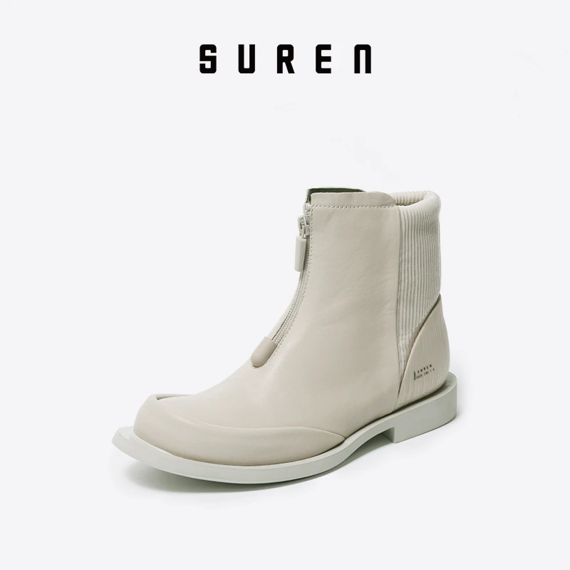 春秋新款原创时尚短筒靴子女真皮套脚女士秋冬百搭小短靴217