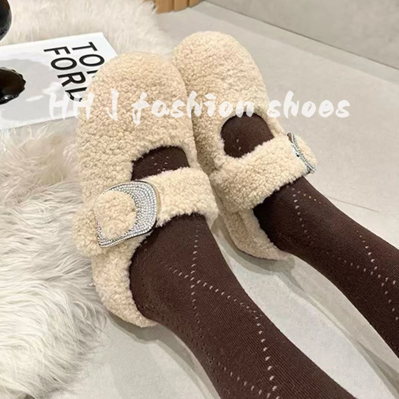 羊羔绒鞋女秋冬季外穿2025新款百搭加绒保暖棉鞋毛茸茸豆豆鞋子潮