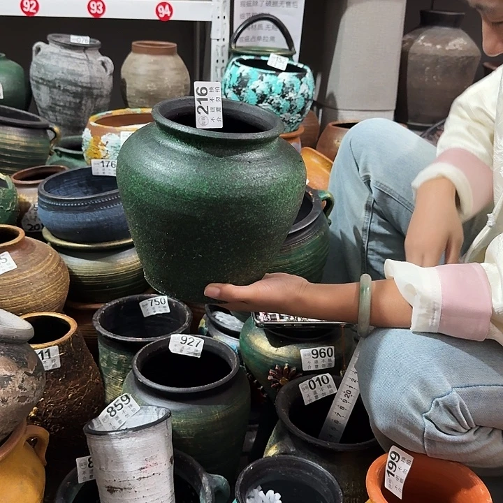 瑕疵绿色坛子216高度20口径13