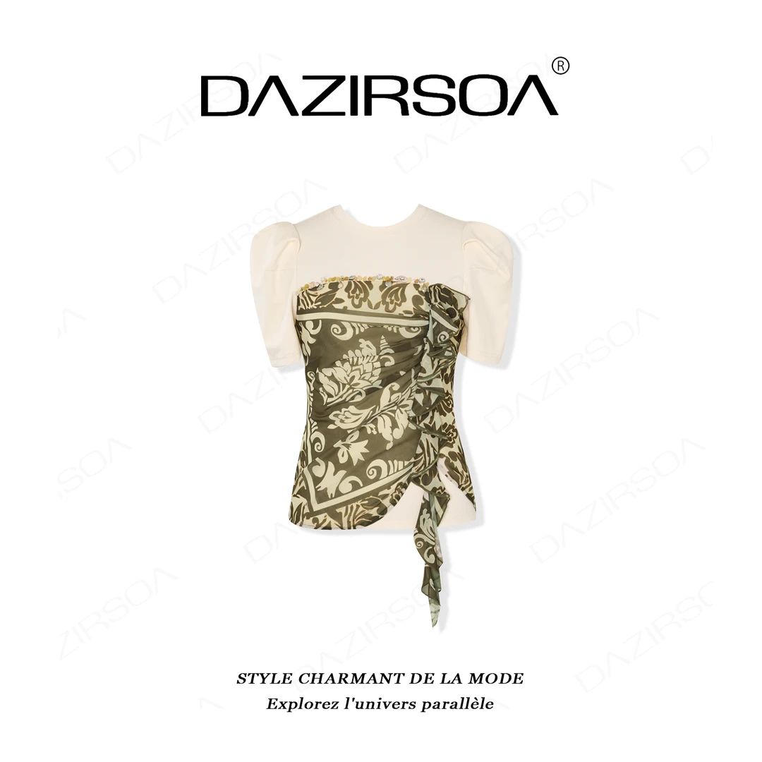 DAZIRSOA/达姿25S/S“水乡船曲”波西米亚度假风假两件T恤 FL076