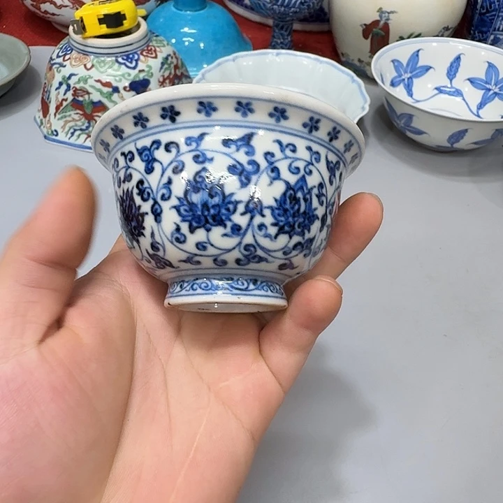 啊***伟摆件陶瓷纯手工青花杯