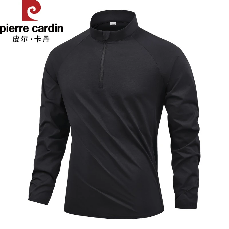 【皮尔卡丹专柜正品】2025新款半拉链立领纯色套头长袖t恤男士卫衣