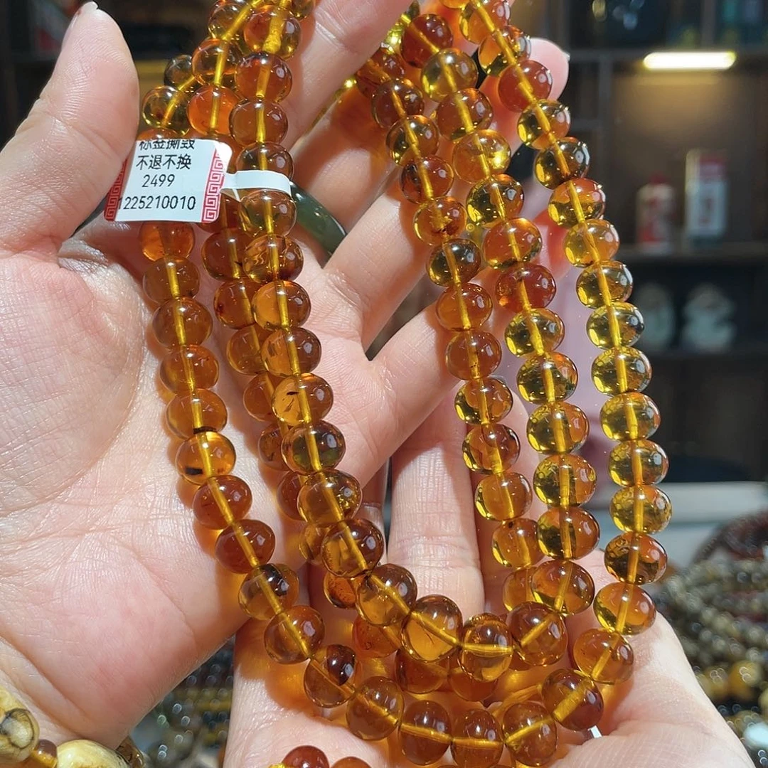 琥珀未镶嵌手链10m金