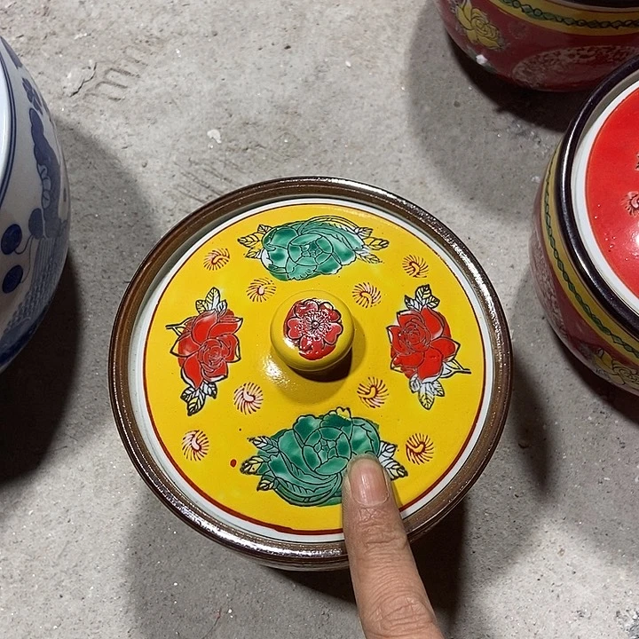 瓷片呓**听景德镇陶瓷罐黄色一个