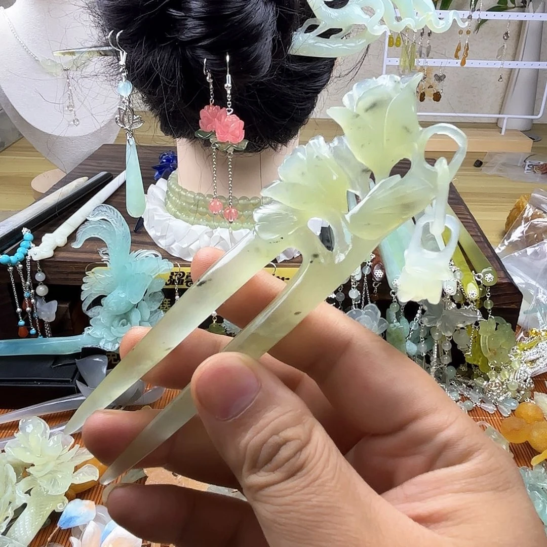 蛇纹石玉合金发饰