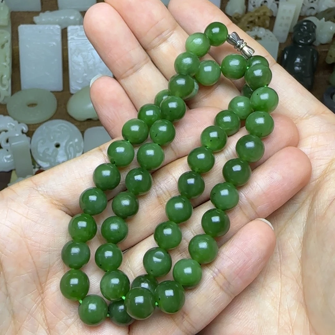 和田玉未镶嵌挂件卡9.5碧玉妈妈链