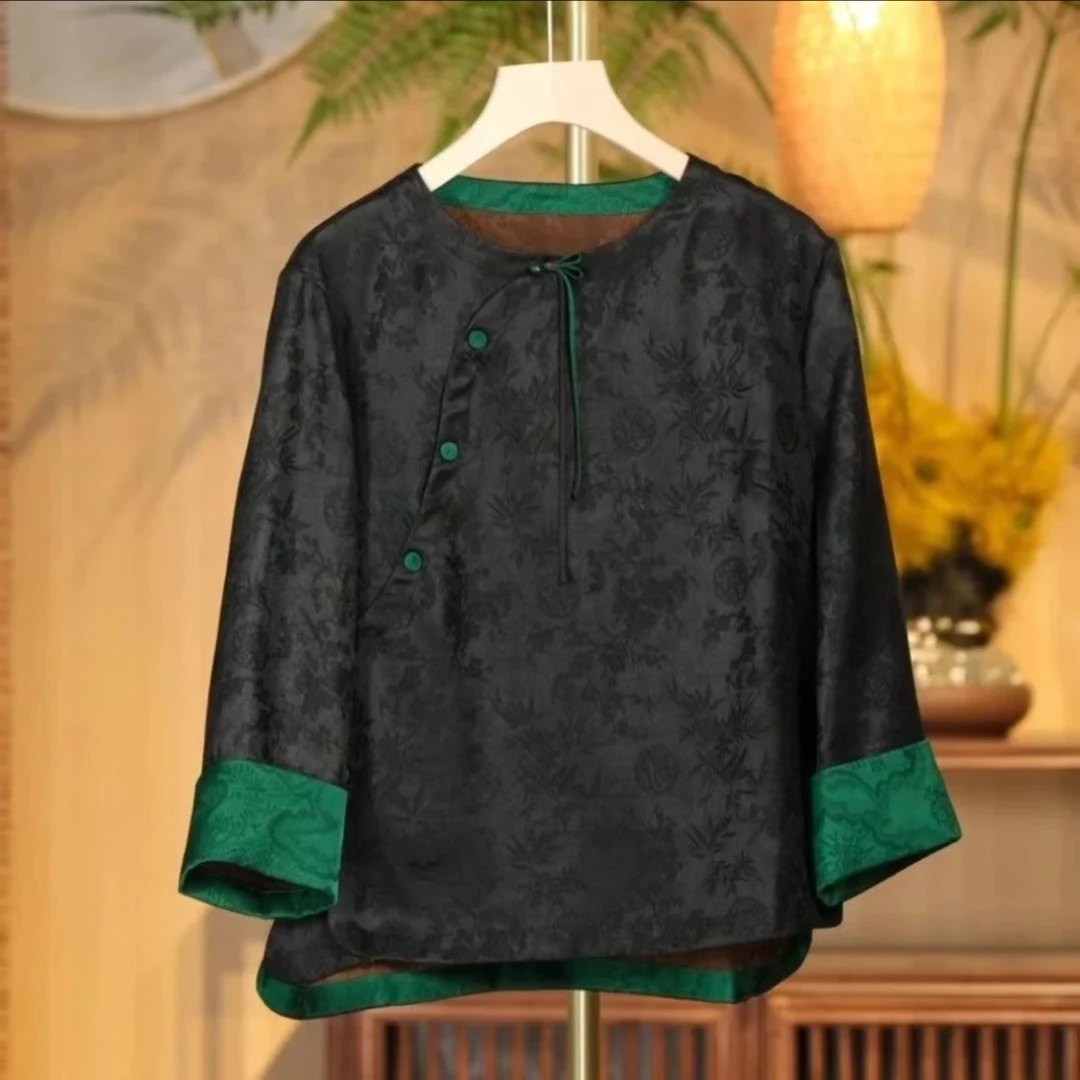 【锦绣高定-上衣】新款盘扣中式国风斜襟女士文艺小衫