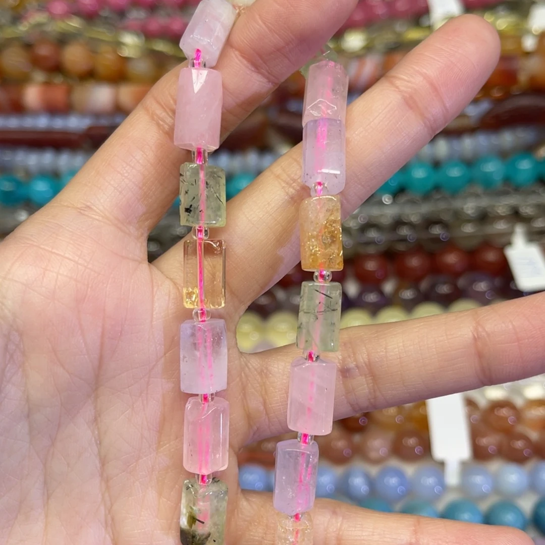 玛瑙/玉髓散珠天然多宝水晶卡8长条38厘米