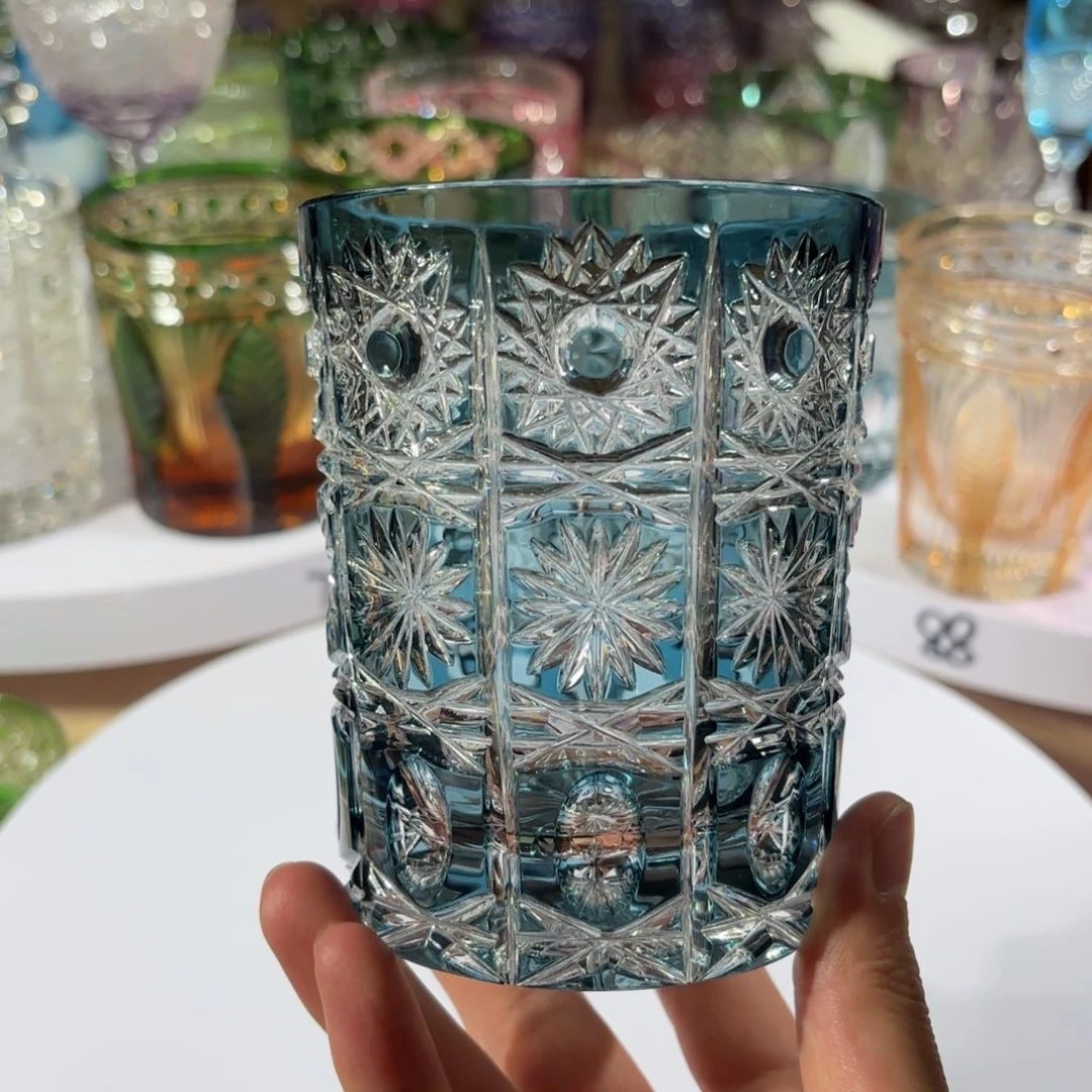 水晶玻璃平底款-江户切子威士忌杯