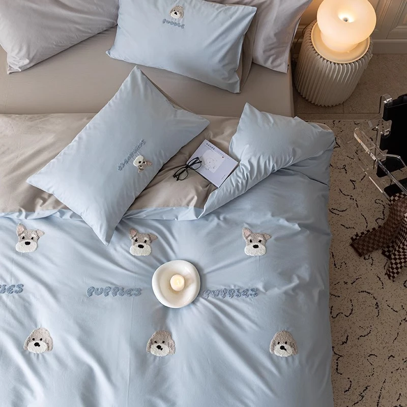 水星高端系列家纺100s全棉贡缎可爱风床上三四件套卡通风全棉纯棉