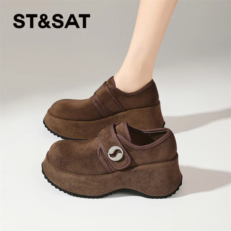 星期六厚底勃肯鞋女2025新款夏季复古增高魔术贴小个子女士休闲鞋