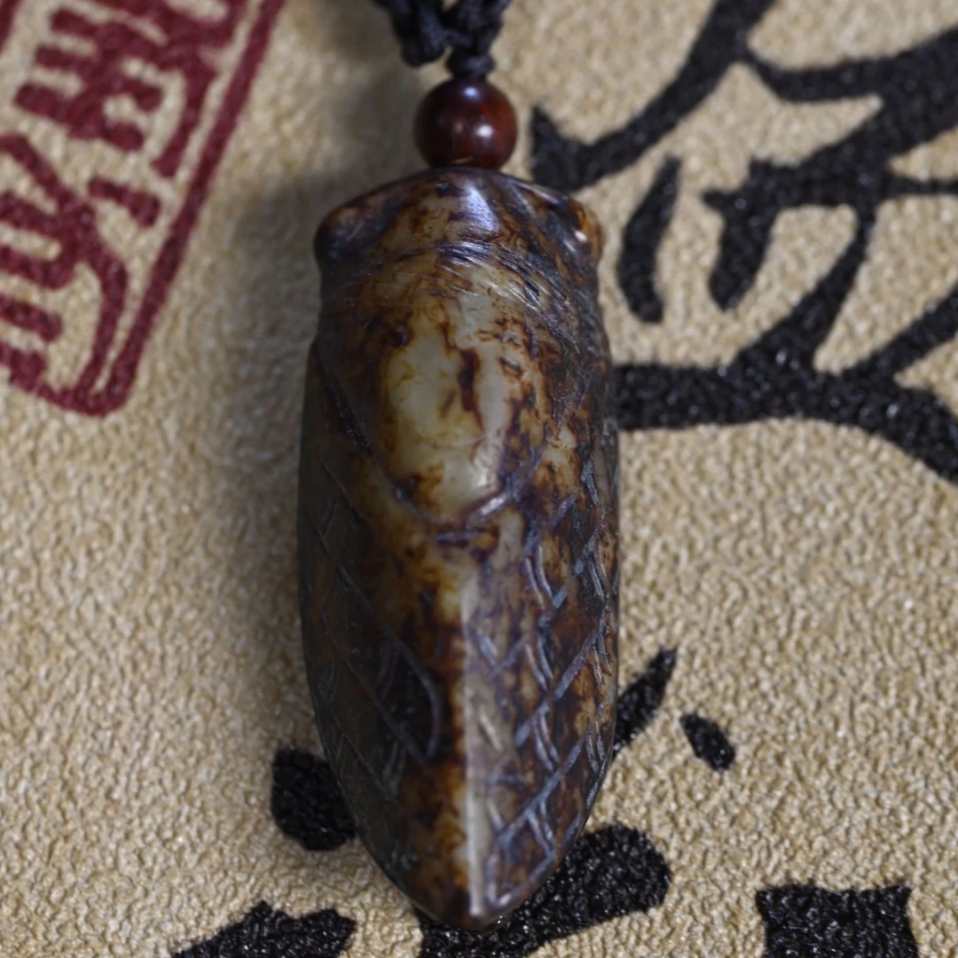 57734 和田玉 白玉红沁蝉