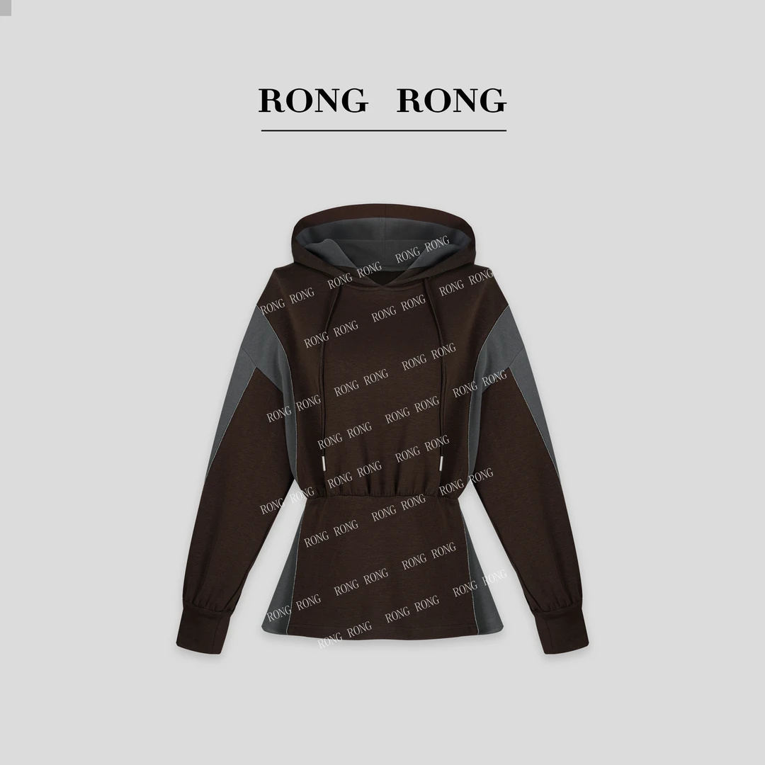 溶溶【晚星银河】RONGRONG  撞色拼接收腰显瘦连帽卫衣 Z-A8964565