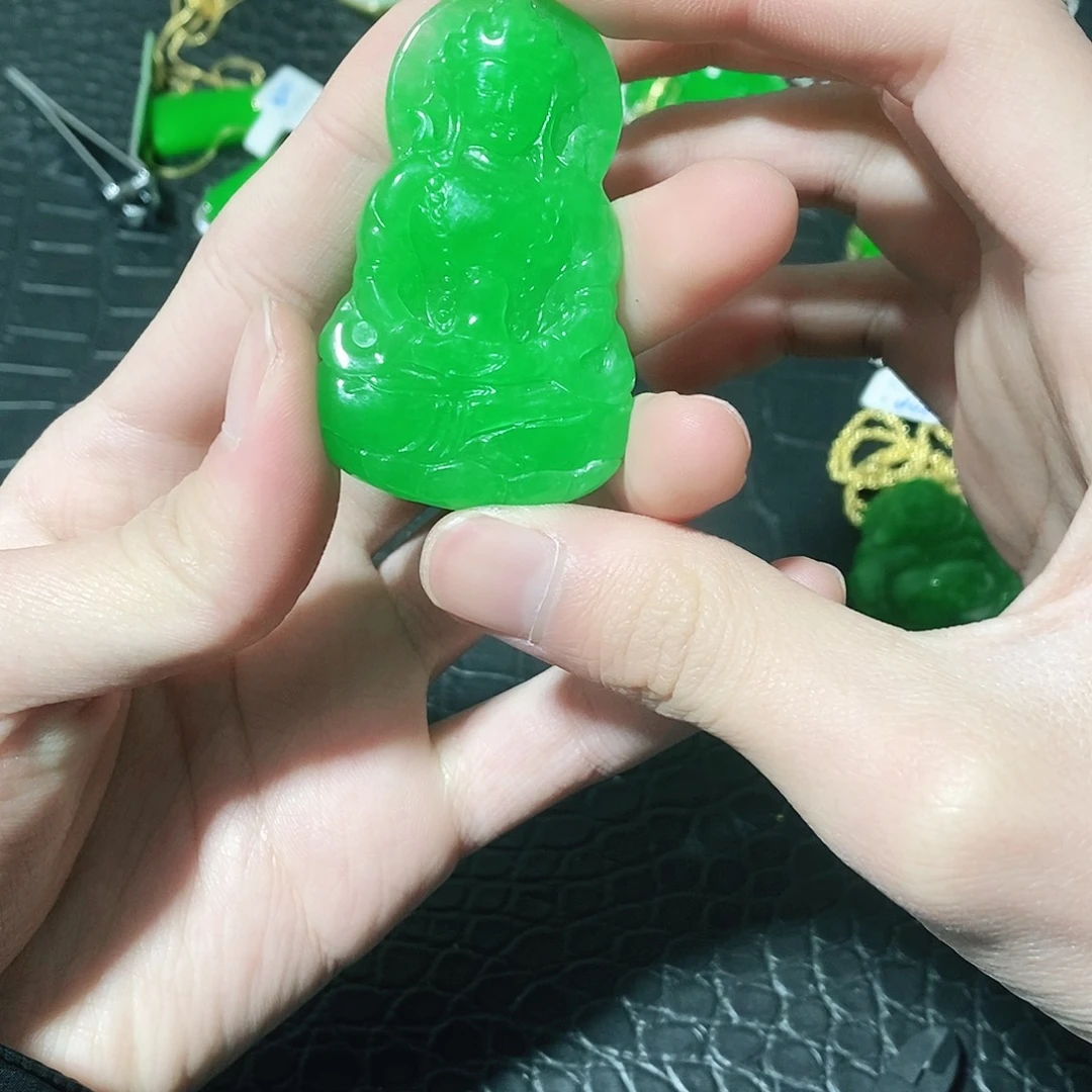 翡翠耳饰14K金镶嵌吊坠