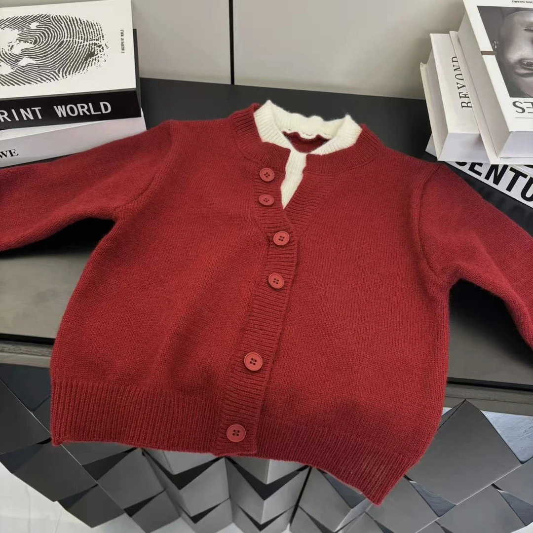 【小巷子4】冬款加厚男女童韩版洋气套头假两件设计款毛衣时尚新款