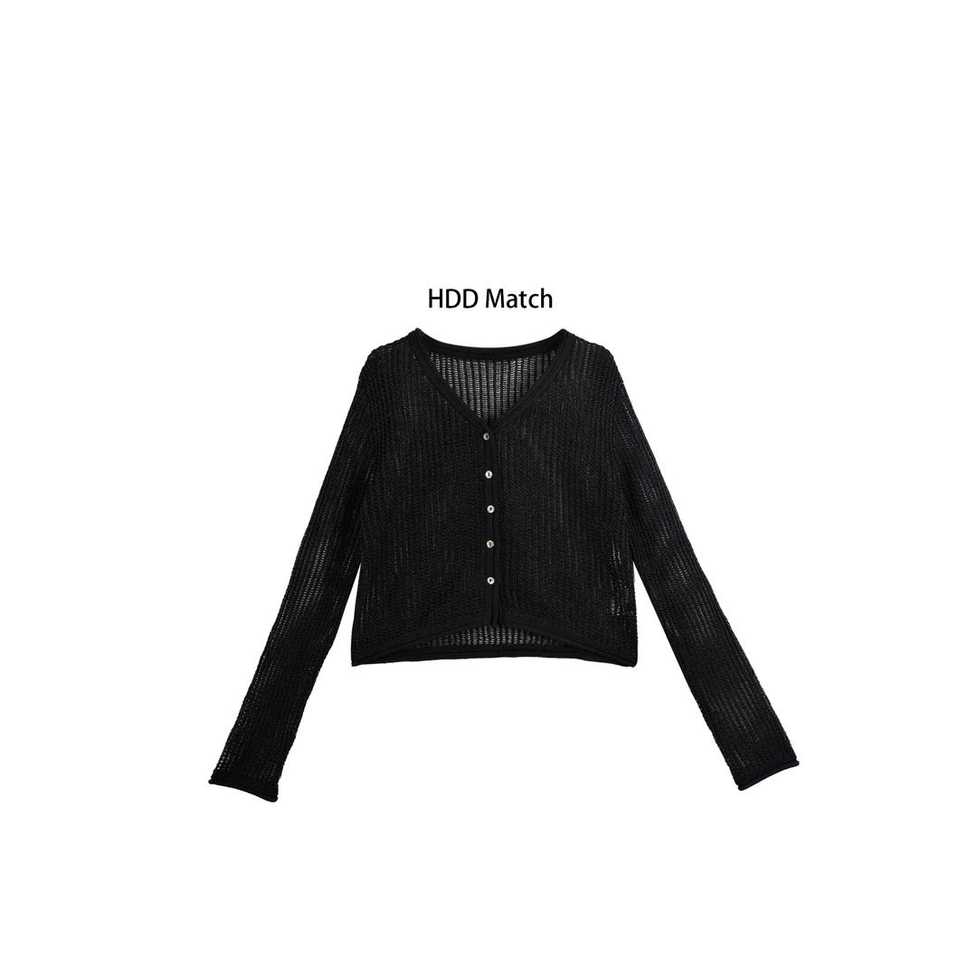 HDD Clothing "镂空信语"春夏针织镂空定制防晒开衫 Y7210