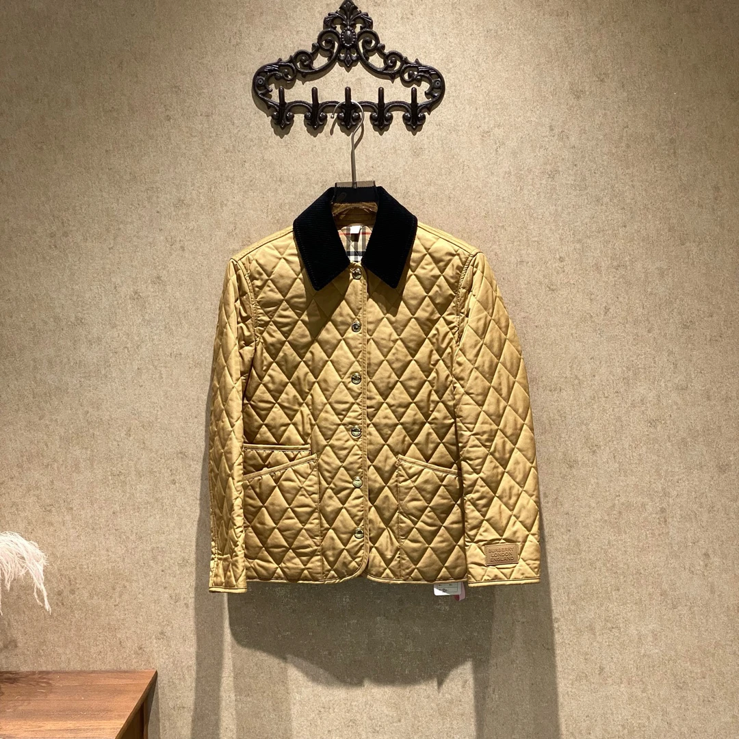 99新 BURBERRY/博柏利 Burberry 金色菱形格棉服/xxs码/39019