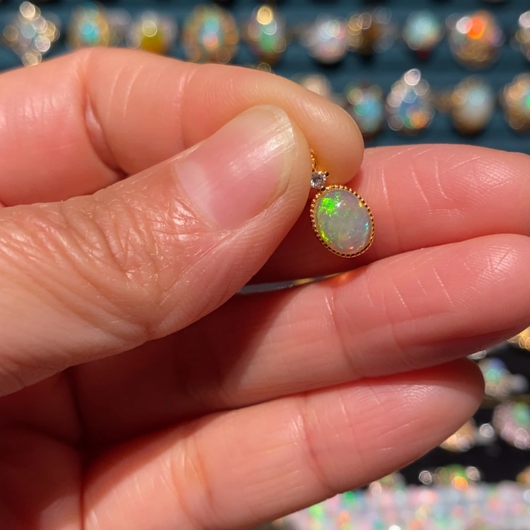 欧泊银S925镶嵌吊坠