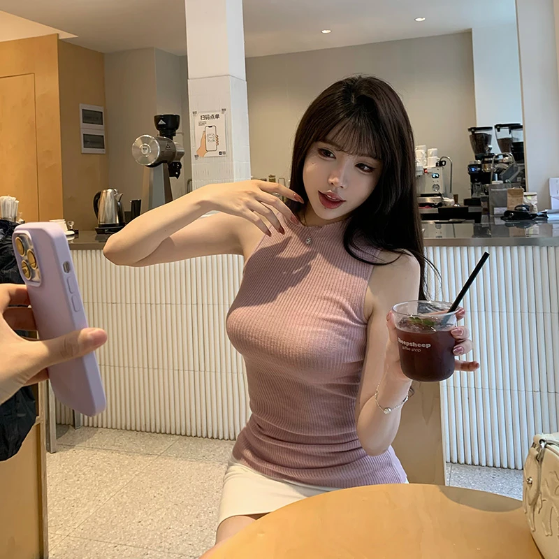 Liuu嘻嘻阿针织背心女夏内搭外穿修身气质上衣设计感小众无袖t恤