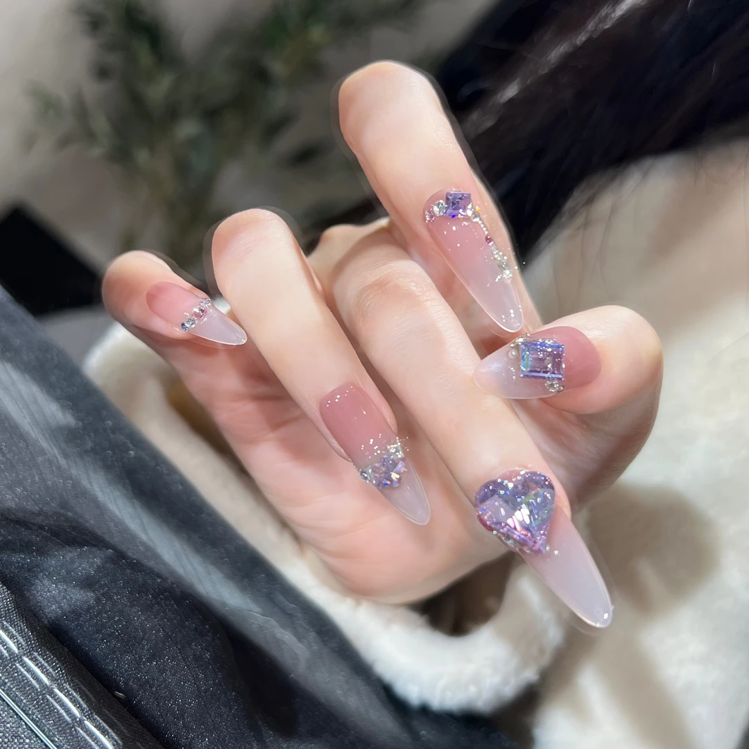 本宫指义【G12/施华+锆石】穿戴甲纯手工 底色：094反渐变