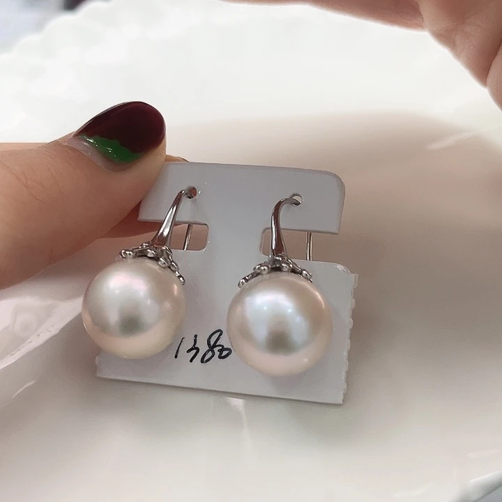 新号开播稀有大龙珠耳饰15-15.5mm银S925镶嵌淡水珍