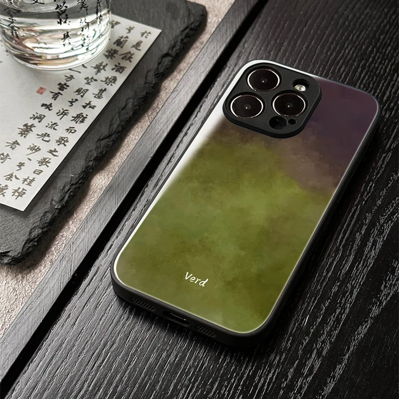 「梅青茶釉」新中式苹果16promax手机壳玻璃iphone15高级感14保护套