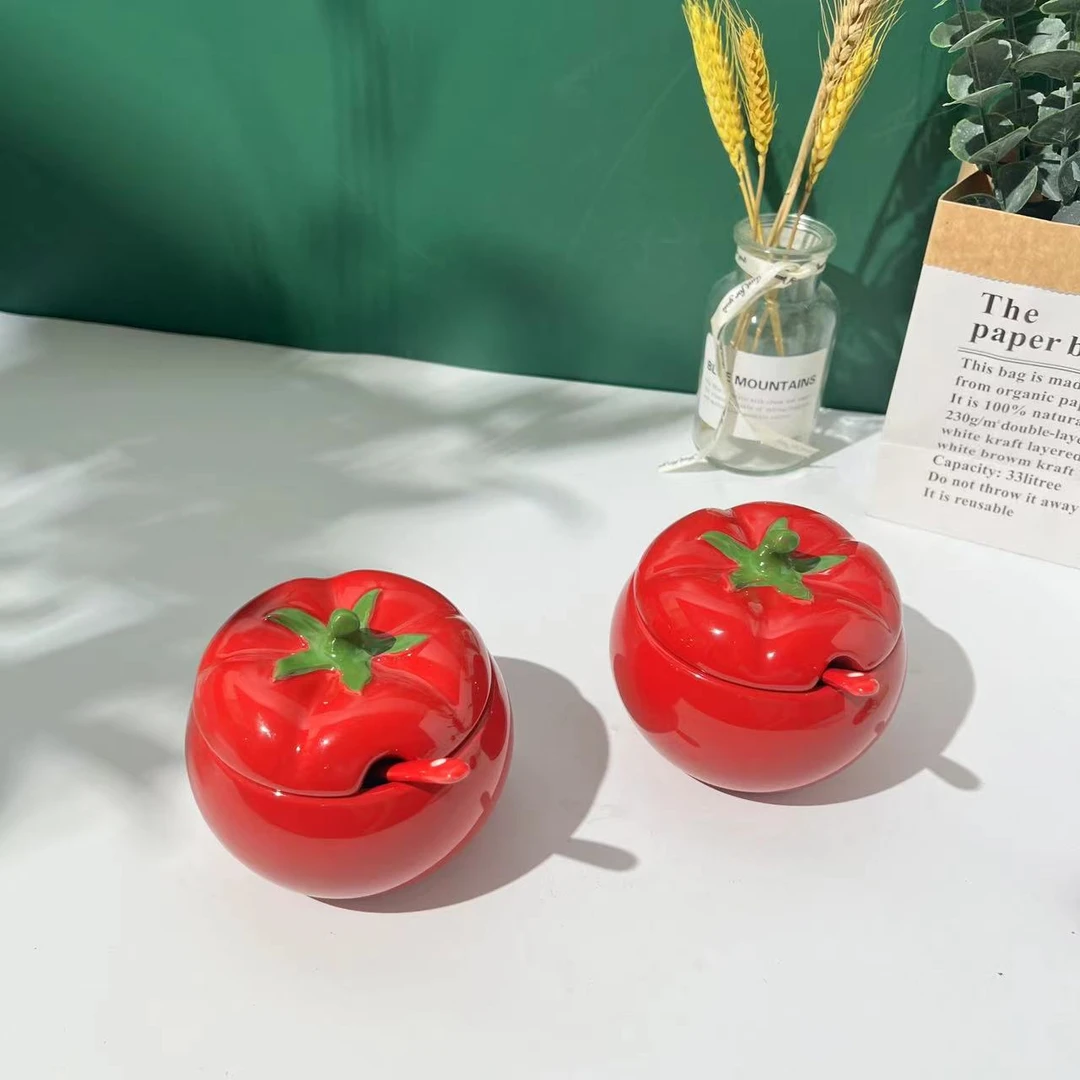 柿柿如意-番茄调味罐带盖带勺【2个装】