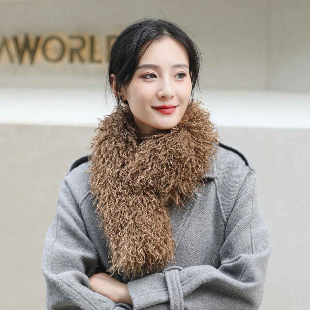 新款高仿滩羊毛磁吸围巾女韩版时尚披肩轻奢百搭围脖毛绒气质毛领