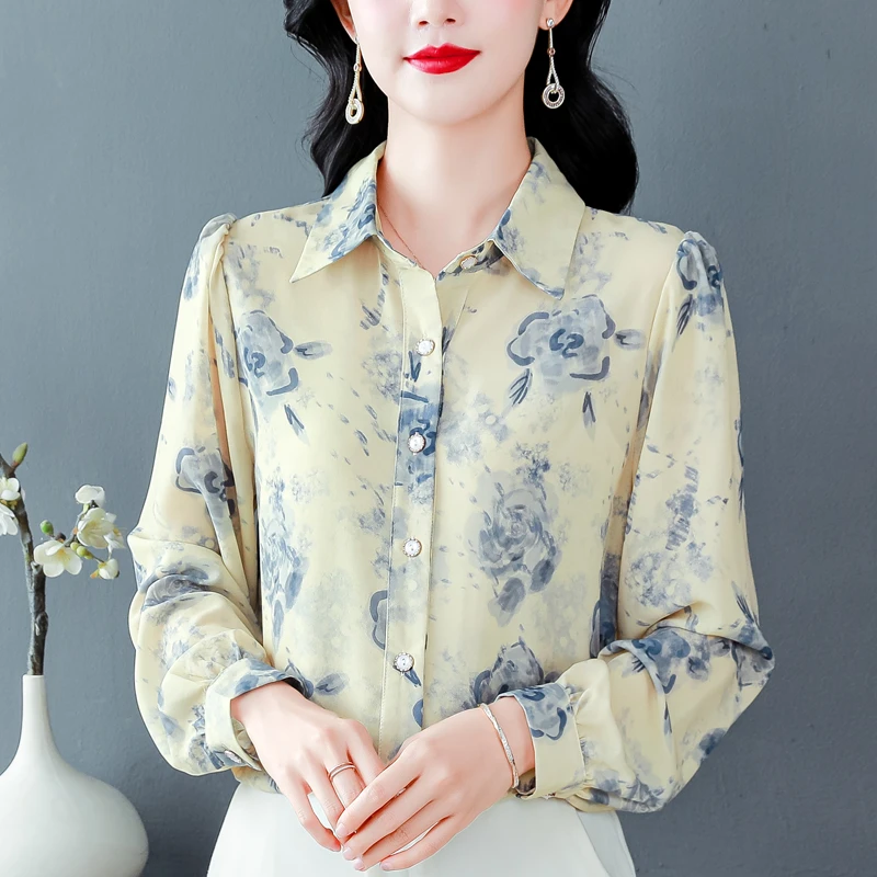 雪纺衬衫女士装夏季2025年新款减龄妈妈洋气上衣气质时尚小衫衬衣