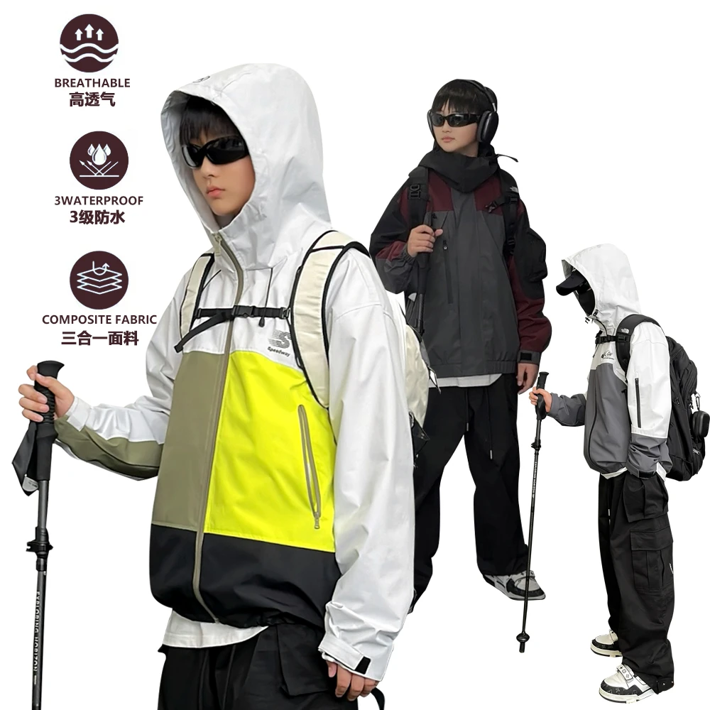 WT1335-WT1336-WT1337青少年宽松长袖防风高透男童冲锋衣12-15岁