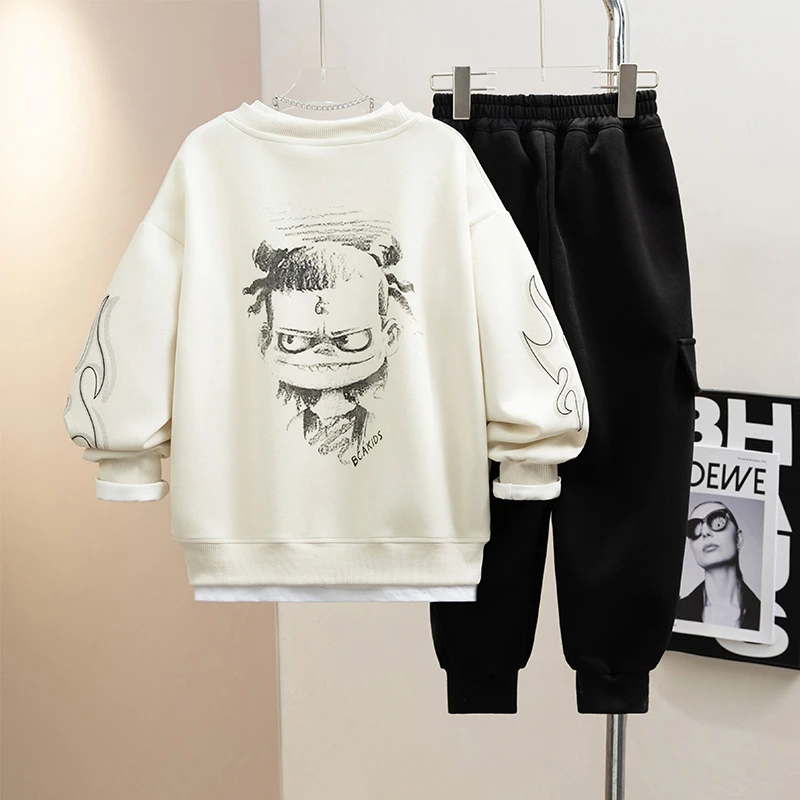 2025新款中大童男童春秋套装卫衣裤子两件套儿童帅春装男孩10岁潮