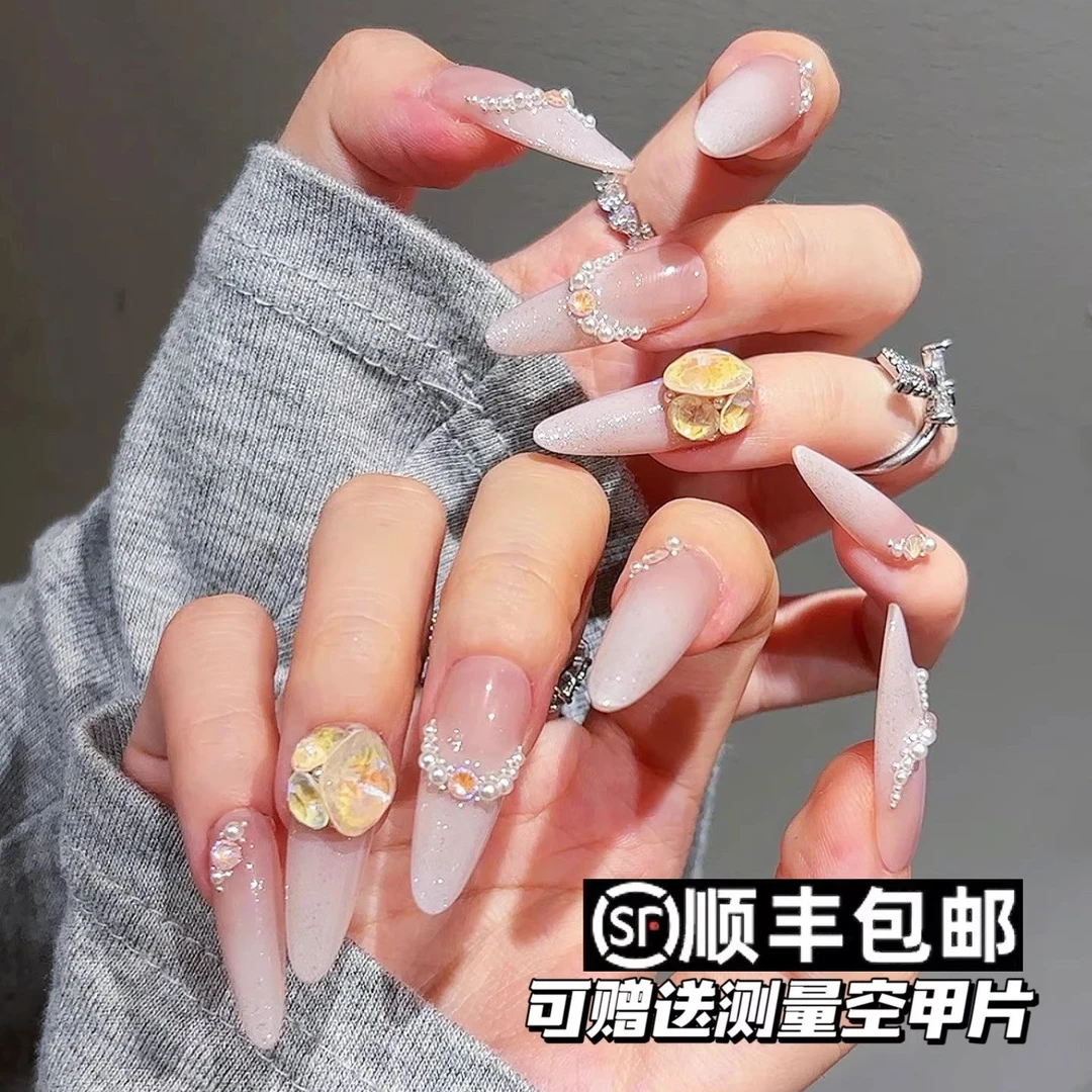 【毛利美甲事务所】珍珠项链  施华洛奢华拼钻手工华子穿戴甲定制