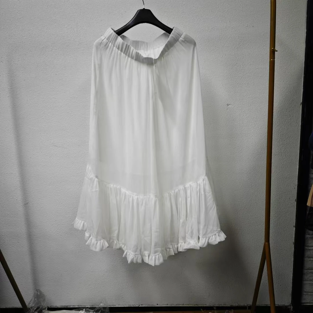 唯琳剪标 5仓D4-9-1447款 白色松紧腰半身裙