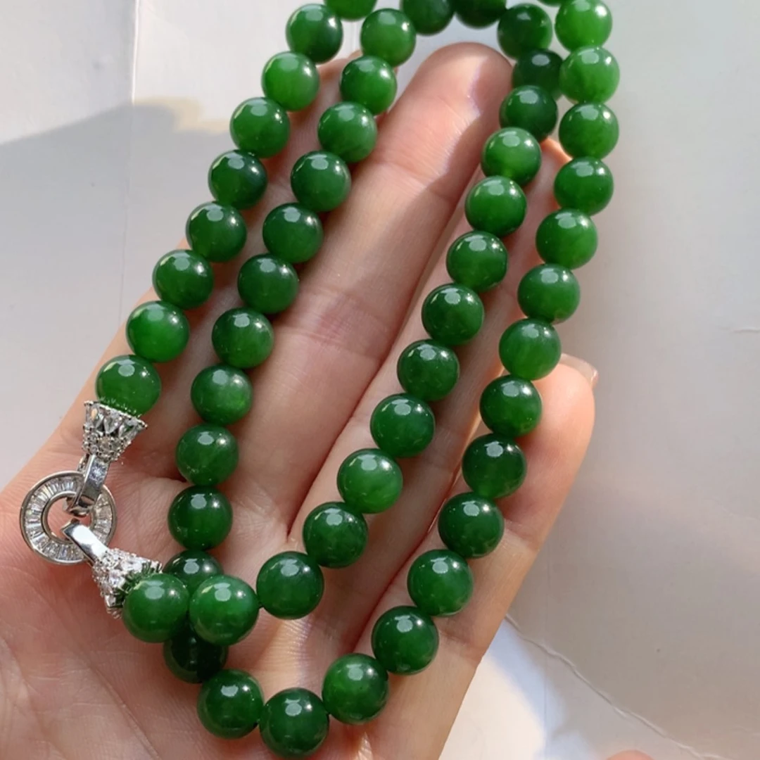 【闪购商品】和田玉（碧玉）手串银S925镶嵌碧玉多圈手串