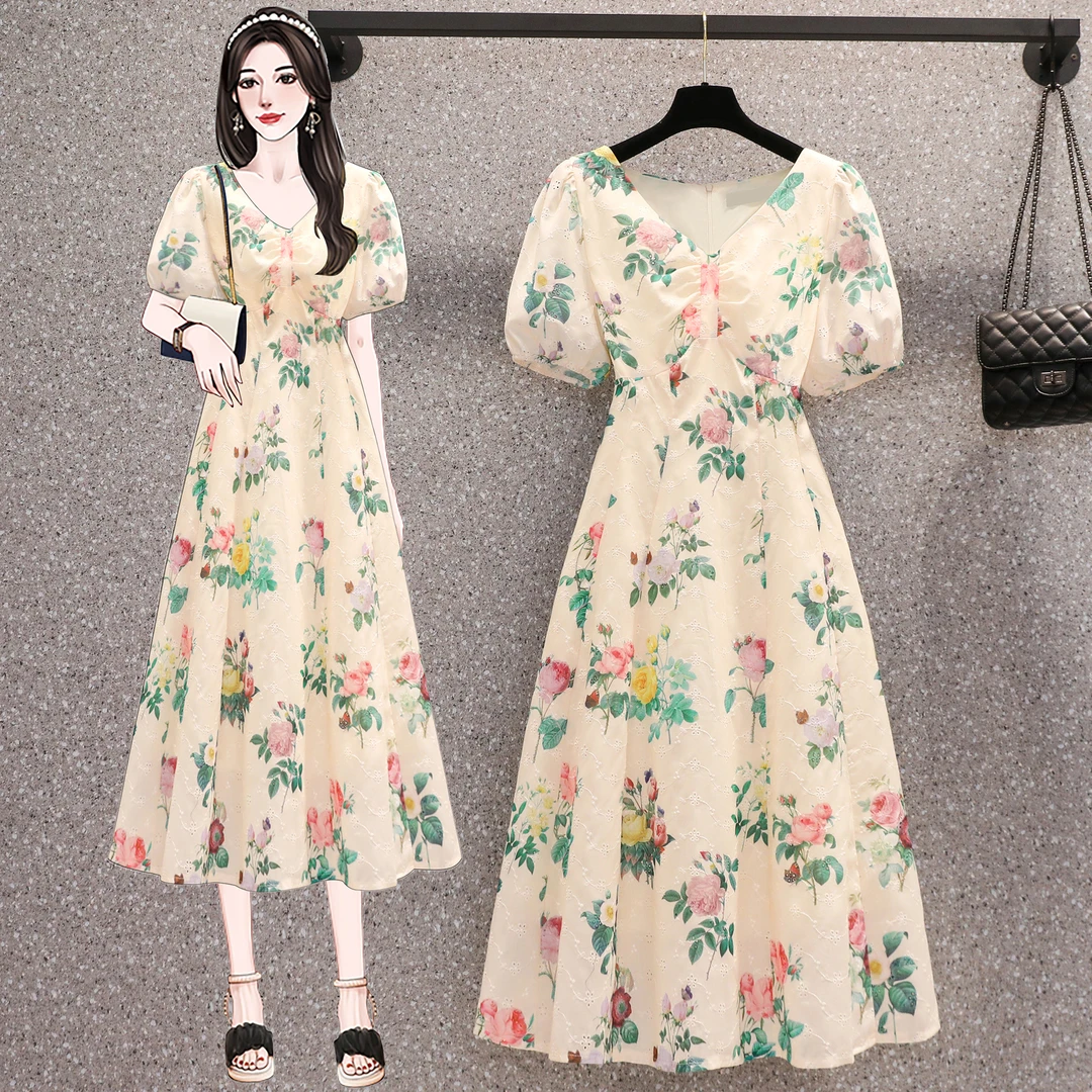 实拍2025夏季法式复古碎花清纯洋气气质连衣裙小香风又甜又辣裙子