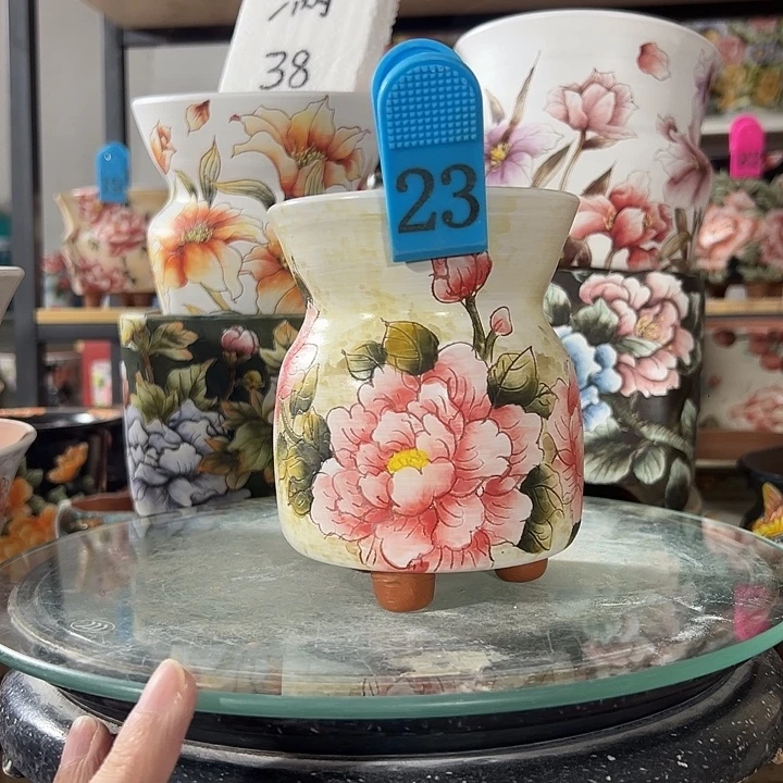 满38包邮 景德镇手绘花盆