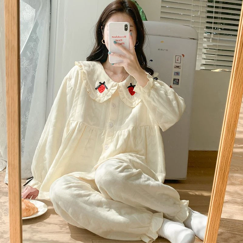 【秋冬-空气棉】孕妇春秋季哺乳睡衣产后月子服加厚保暖夹层喂奶衣