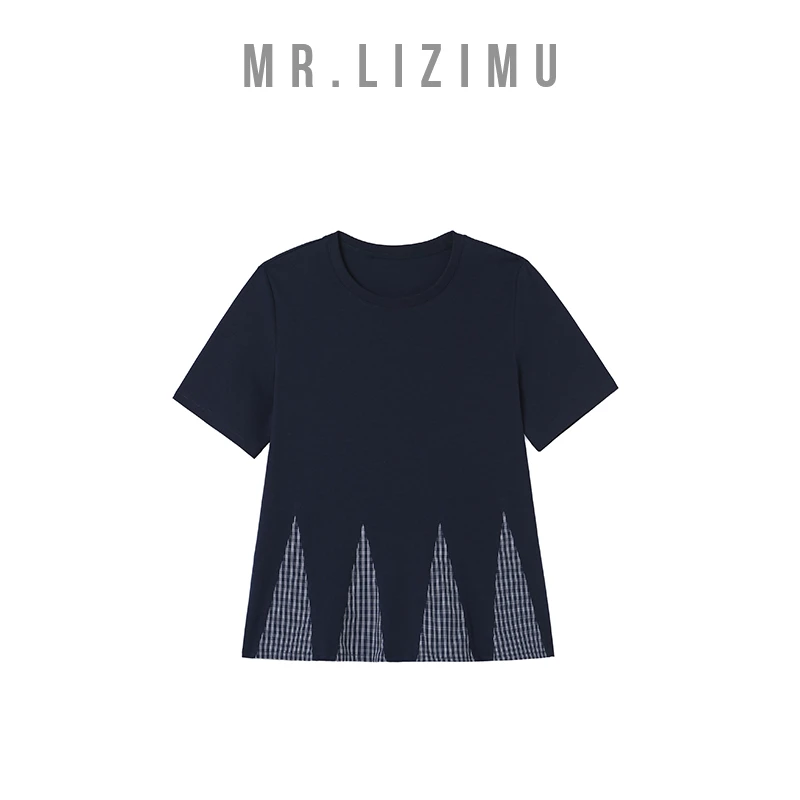 李子木先生下摆拼色格纹短袖女款爆款2025新款「夏日穿搭」D6751