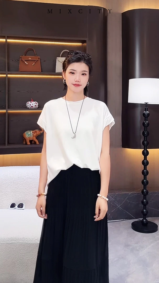 【亚楠本楠】阿贝贝◆醋酸棉籽芯冰霸丝卷边飞飞袖舒适亲肤T恤7664