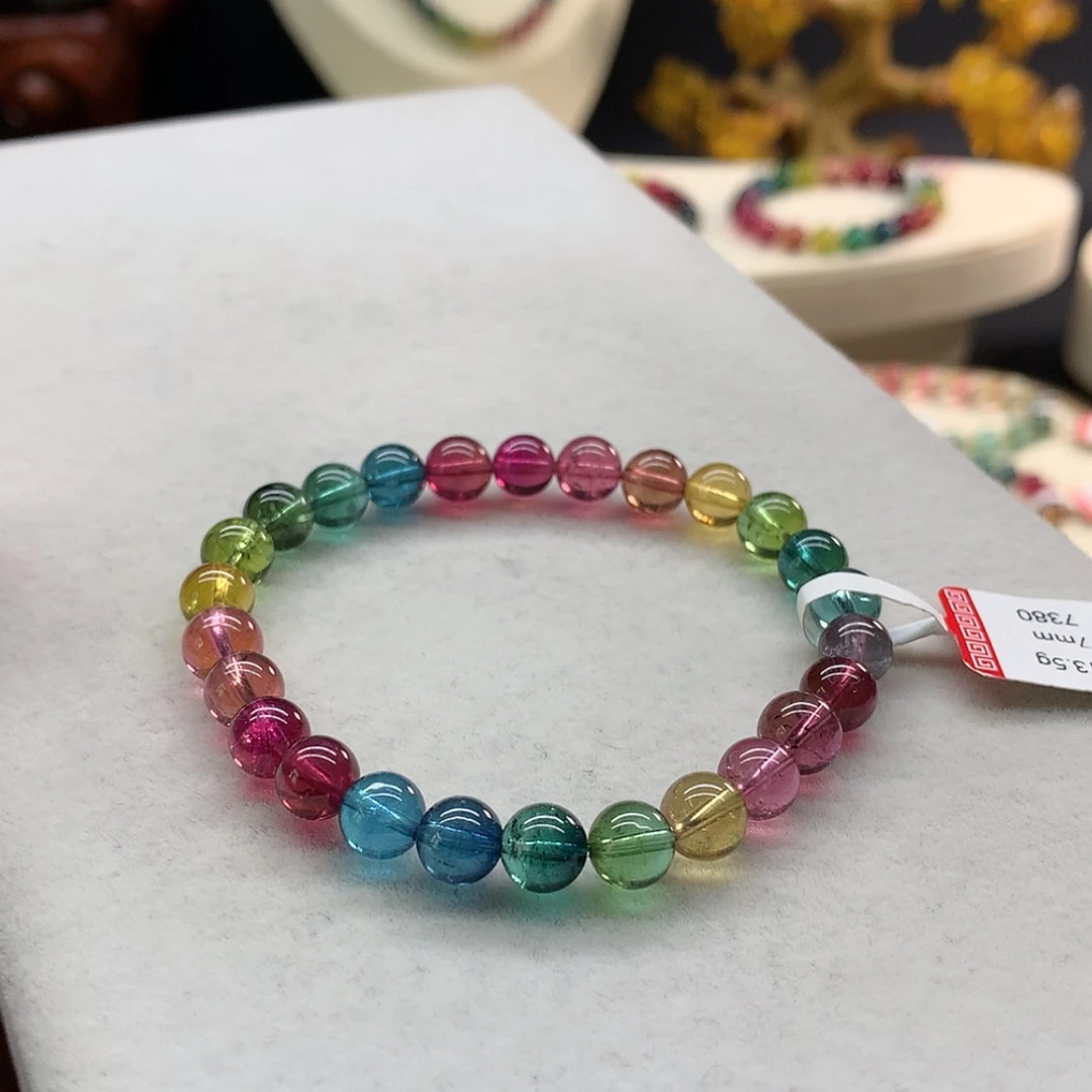 【闪购商品】未镶嵌手链碧玺艳丽色标单圈7