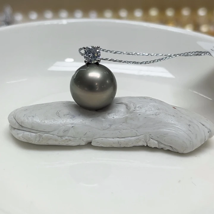 银S925镶嵌吊坠(不含链)海水珍珠11-12mm27号