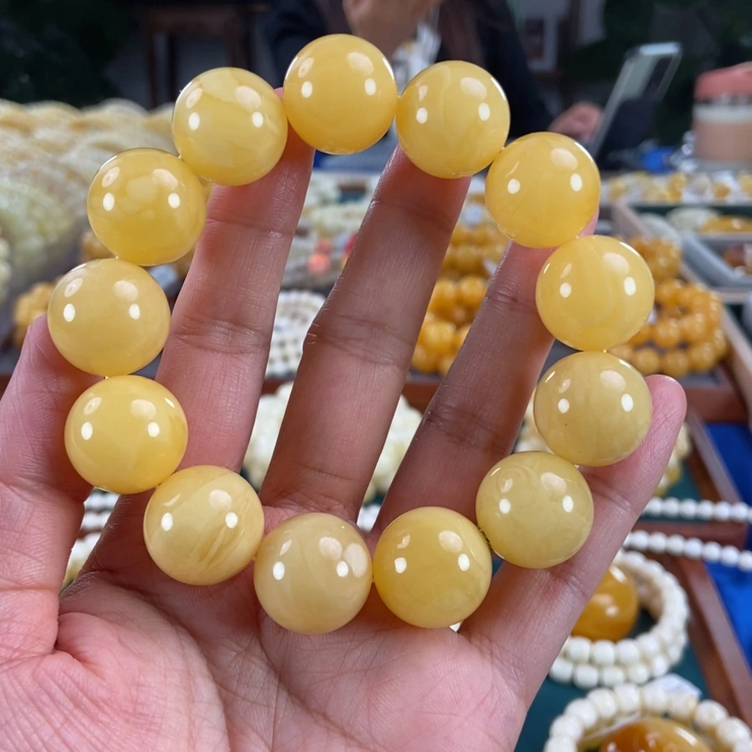 琥珀未镶嵌珠宝奇石18圆珠47.43