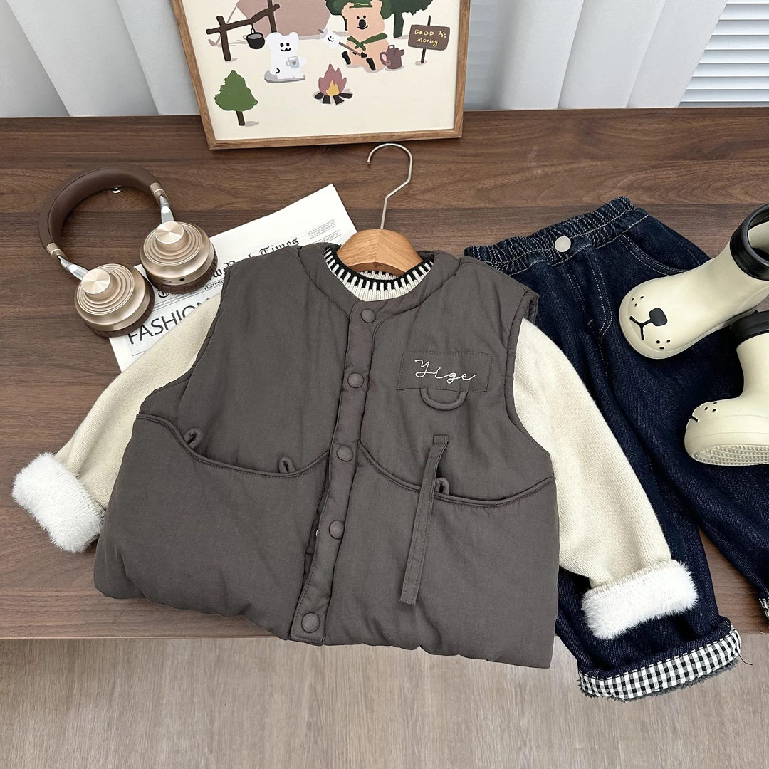 【朱鑫宇专属】儿童冬款马甲2024新款男童加绒马甲BMD3733